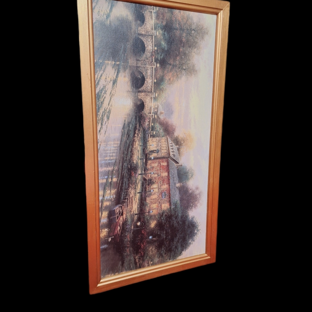 "Cobblestone Bridge" By Thomas Kinkade The "Painter Of Light" 12x22